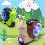 Children Electrical Crawling Snail Toys Sound And Light Projection Snail Fun Toys, Snail Gray, Snail Green - Image 9