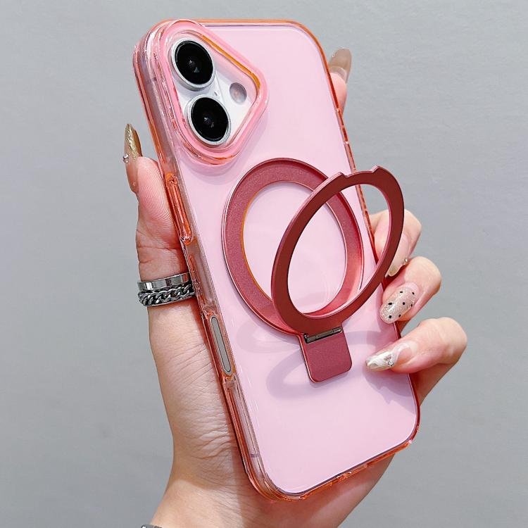 EDA008684108A.jpg Transparent Colorful Metal Ring Holder MagSafe Phone Case, For iPhone 16 - Image 1