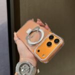Transparent Colorful Metal Ring Holder MagSafe Phone Case, For iPhone 16 - Image 5
