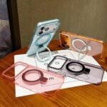 Transparent Colorful Metal Ring Holder MagSafe Phone Case, For iPhone 16 - Image 6