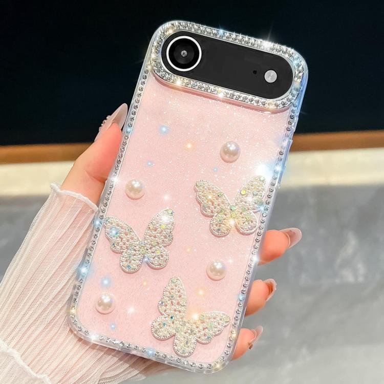 SYA003027415A-2.jpg Diamond Glitter Pearl Butterfly Four-Corner Shockproof Phone Case, For iPhone Air - Image 1