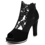 Summer Women Chunky Heel Peep Toe Sandals Sexy Lace High Heels, 40, 41 - Image 2