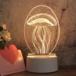 White Base Creative 3D Tricolor LED Decorative Night Light, Button Plug Version, Jellyfish, Love Balloon Bear, Castle in the Sky, Have You All the Way, Love Bear