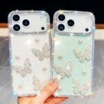 Diamond Glitter Pearl Butterfly Four-Corner Shockproof Phone Case, For iPhone 17 Air - Image 2