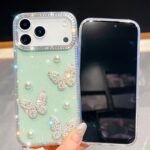 Diamond Glitter Pearl Butterfly Four-Corner Shockproof Phone Case, For iPhone 17 Air - Image 4